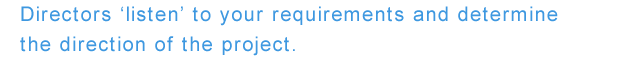 Directors 'listen' to your requirements and determine the direction of the project.